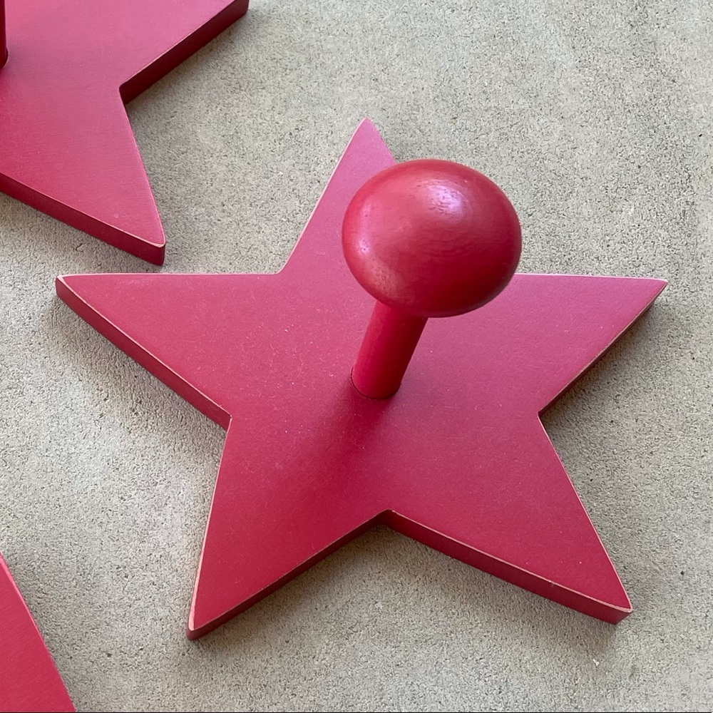 Four Pottery Barn Kids Red Star wall Pegs